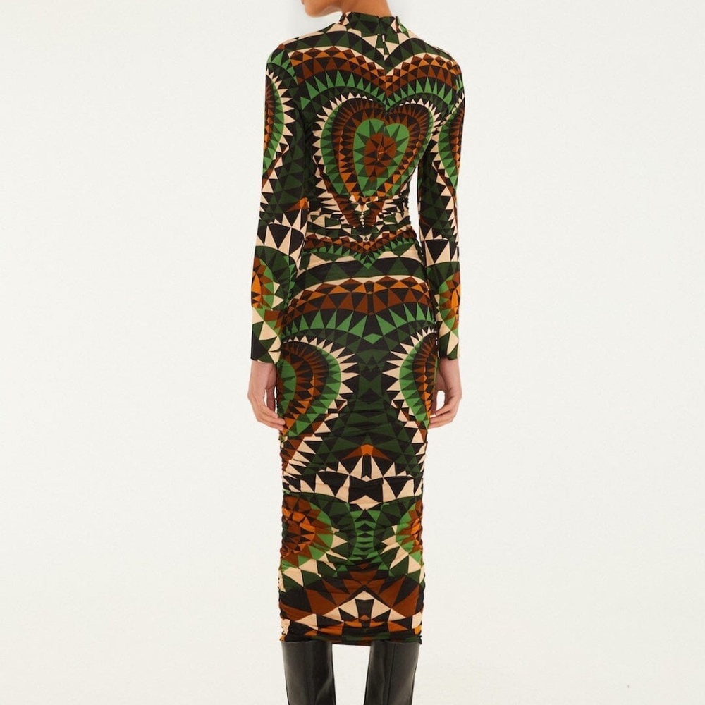 FARM Rio Multicolor Heart Deco Long Sleeve Jersey Midi Dress Size MHEART DECO GR - Picture 3 of 3